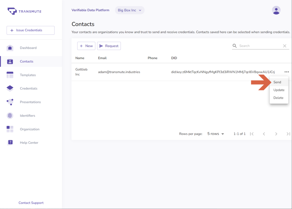 Initiate a presentation from the contacts view