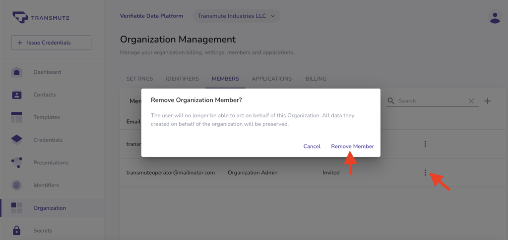Remove member