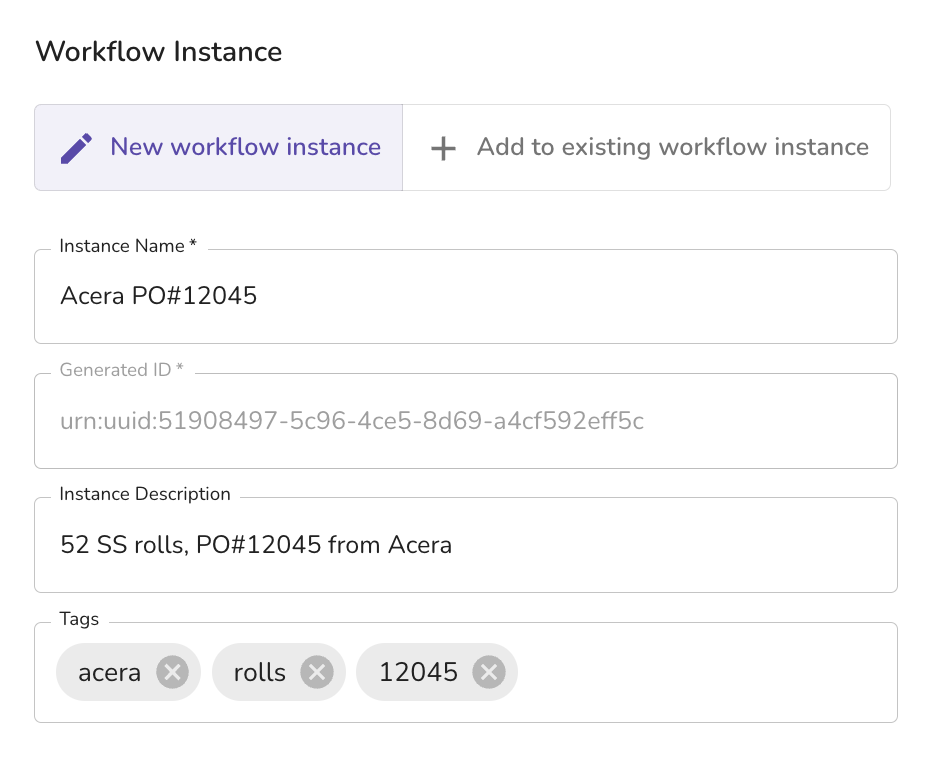 Creating a new workflow instance