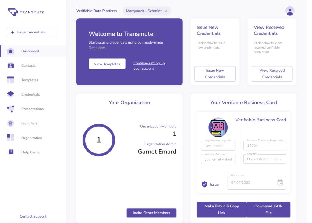 First time dashboard for new user