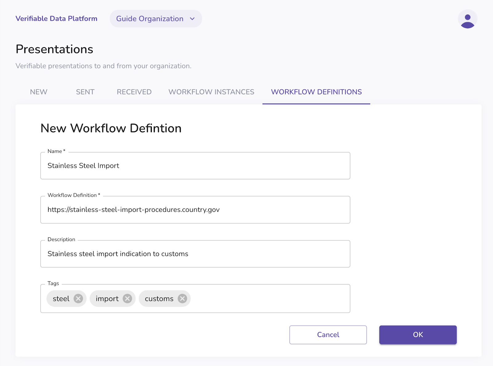 New workflow definition