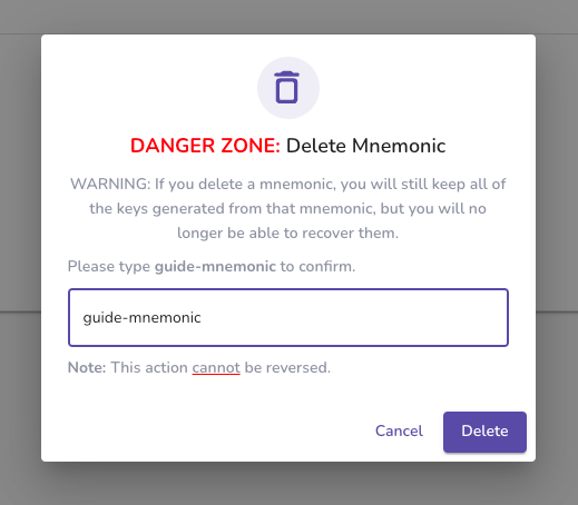 Delete a mnemonic