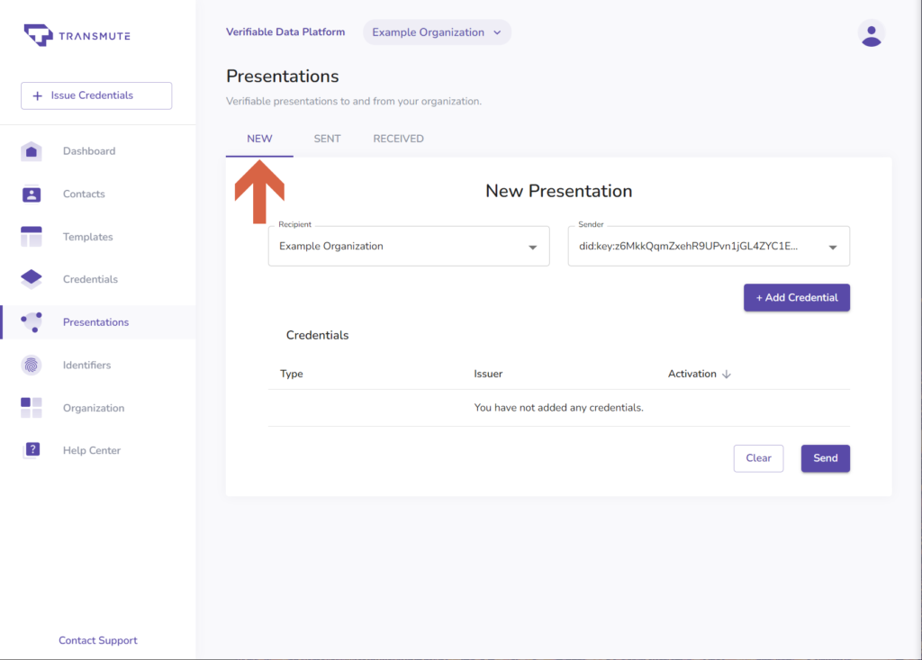 New presentation tab