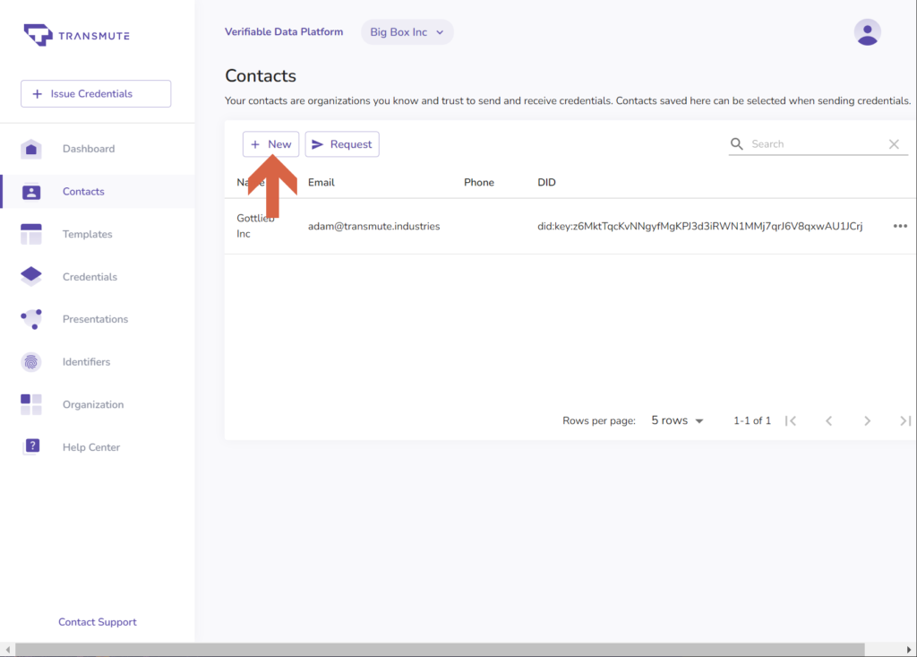 Create a new contact