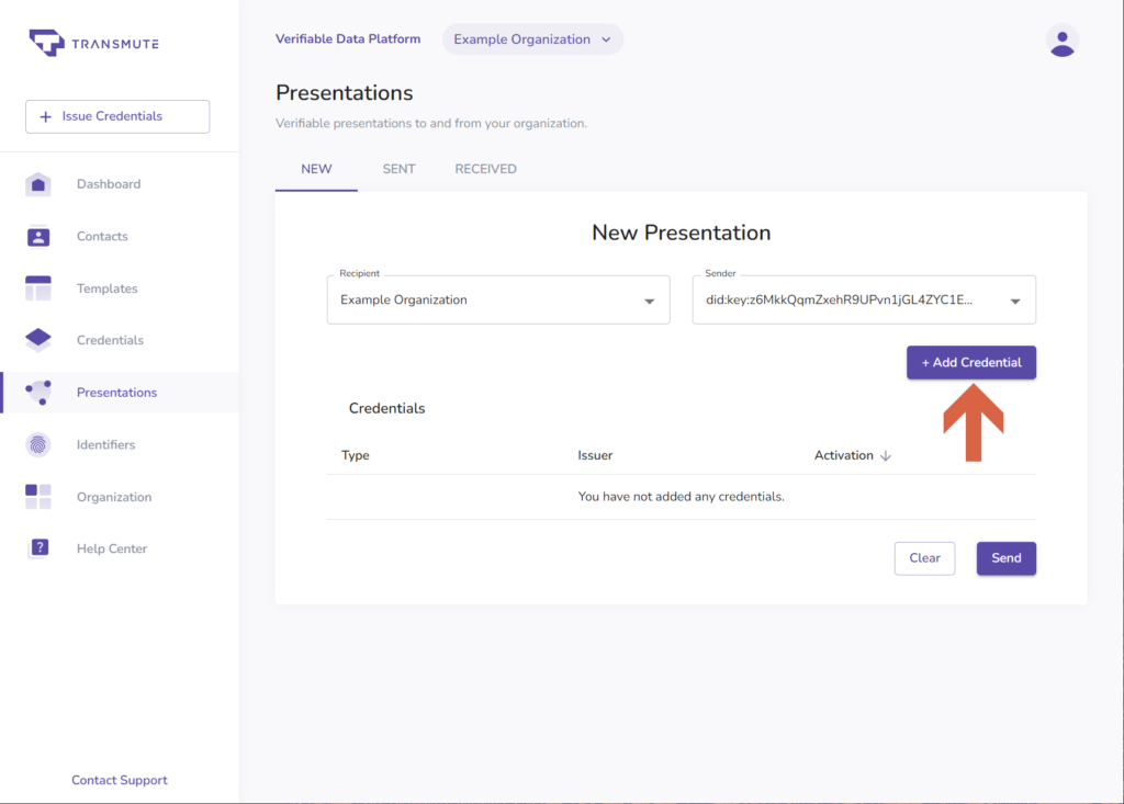 Add credential to presentation