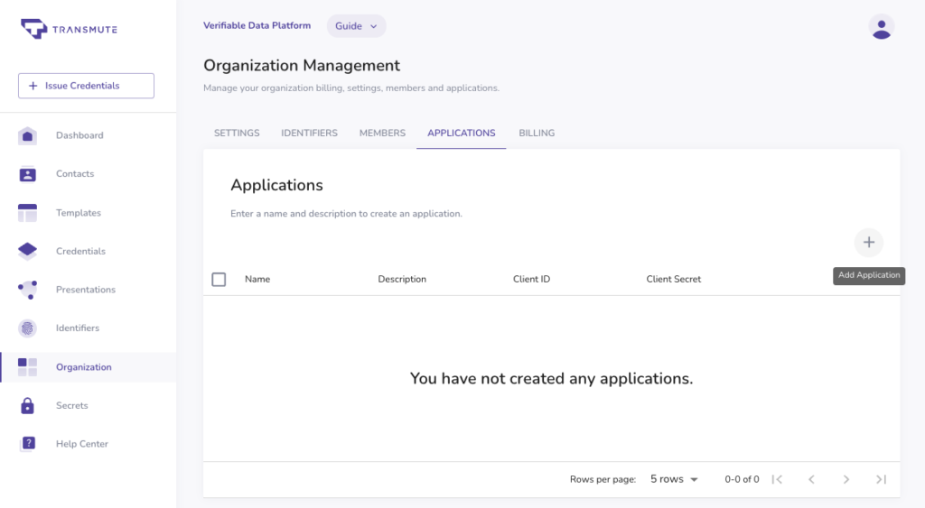 Adding an application