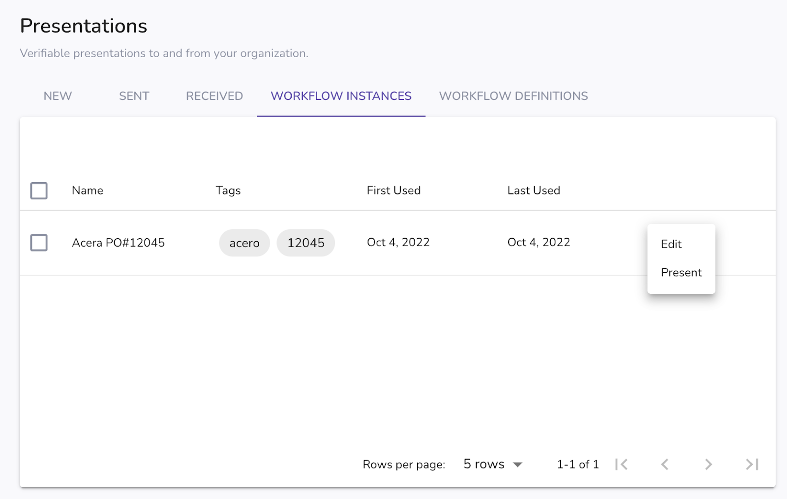 Present from workflow definition