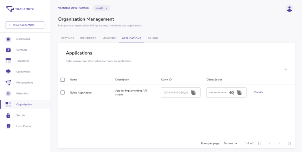 Application Client Id and Client Secret.